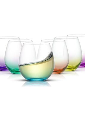 Hue Colored Stemless Wine Glasses, JoyJolt Stemless 15 oz READ DESCRIPTION